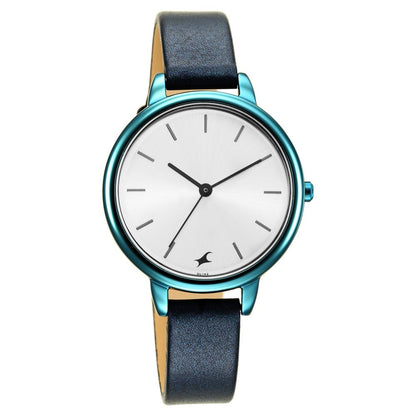Fastrack Glitch Quartz Analog Silver Dial Leather Strap Watch for Girls NR6234QL01