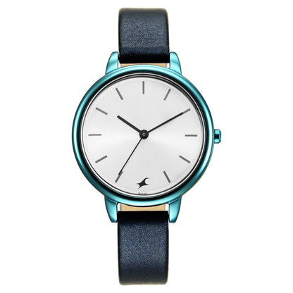 Fastrack Glitch Quartz Analog Silver Dial Leather Strap Watch for Girls NR6234QL01