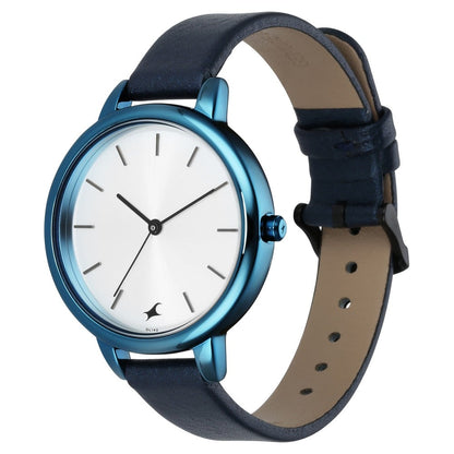 Fastrack Glitch Quartz Analog Silver Dial Leather Strap Watch for Girls NR6234QL01