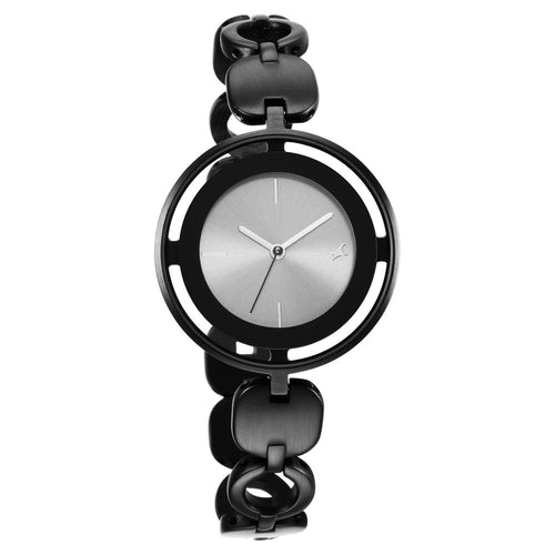 Fastrack Glitch Quartz Analog Grey Dial Metal Strap Watch for Girls NU6237NM01