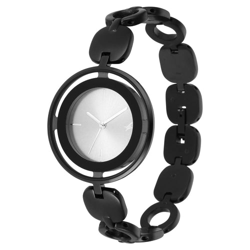 Fastrack Glitch Quartz Analog Grey Dial Metal Strap Watch for Girls NU6237NM01