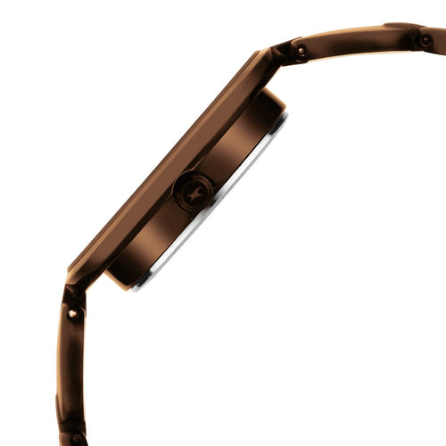Fastrack Glitch Quartz Analog Brown Dial Metal Strap Watch for Girls NT6237QM01