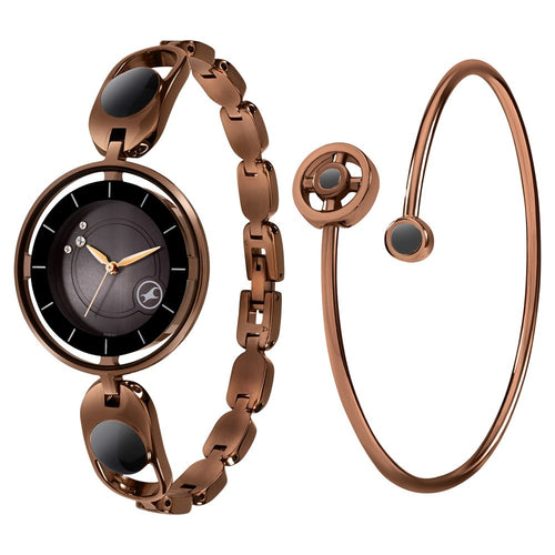 Fastrack Pulse Quartz Analog Black Dial Metal Strap Watch For Girls 6237QM02F