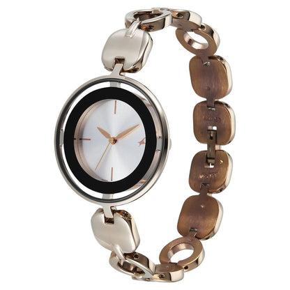 Fastrack Chrome K Quartz Analog Silver Dial K Chrome Metal Strap Watch For Girls 6237QM04