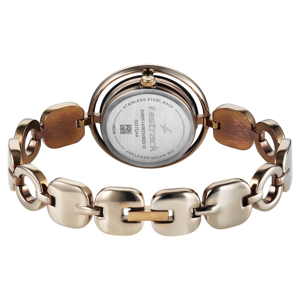 Fastrack Chrome K Quartz Analog Silver Dial K Chrome Metal Strap Watch For Girls 6237QM04