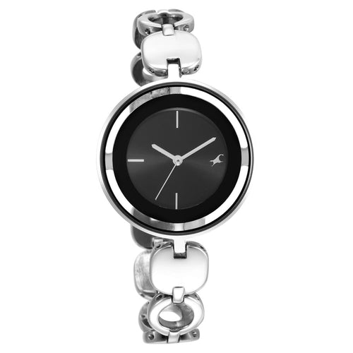 Fastrack Glitch Quartz Analog Silver Dial Metal Strap Watch for Girls NU6237SM01