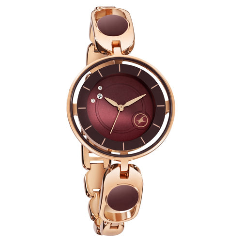 Fastrack Pulse Quartz Analog Brown Dial Metal Strap Watch For Girls NU6237WM01F