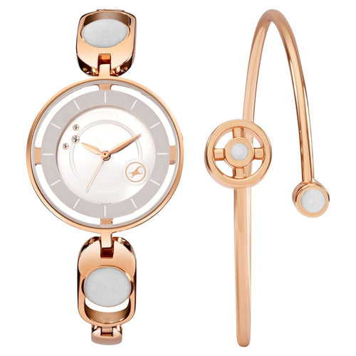 Fastrack Pulse Quartz Analog Silver Dial Metal Strap Watch For Girls NU6237WM02F