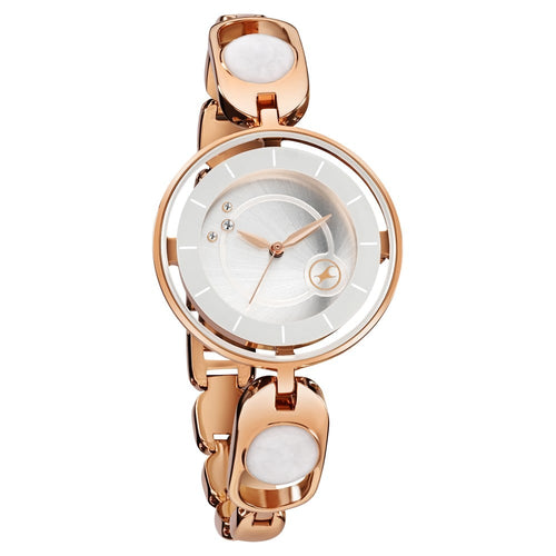 Fastrack Pulse Quartz Analog Silver Dial Metal Strap Watch For Girls NU6237WM02F