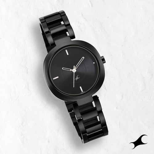 Fastrack Stunners Quartz Analog Black Dial Metal Strap Watch for Girls NS6247NM01
