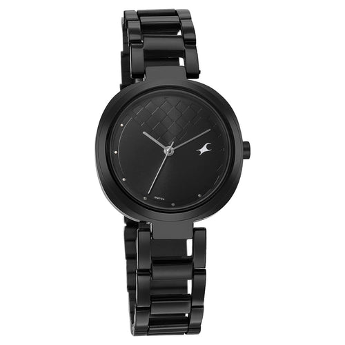 Fastrack Stunners Quartz Analog Black Dial Stainless Steel Strap Watch for Girls NR6247NM02
