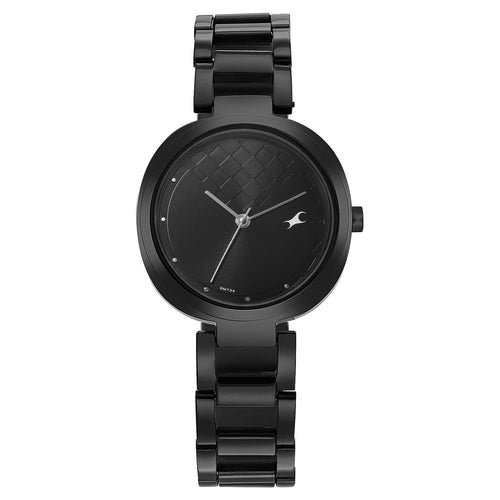 Fastrack Stunners Quartz Analog Black Dial Stainless Steel Strap Watch for Girls NS6247NM02