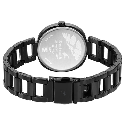 Fastrack Stunners Quartz Analog Black Dial Stainless Steel Strap Watch for Girls NR6247NM02