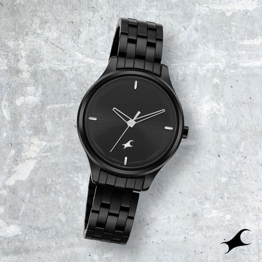 Fastrack Stunners Quartz Analog Black Dial Metal Strap Watch for Girls NU6248NM01