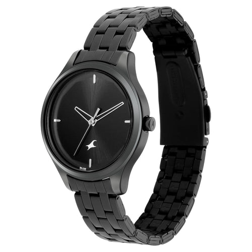 Fastrack Stunners Quartz Analog Black Dial Metal Strap Watch for Girls NS6248NM01