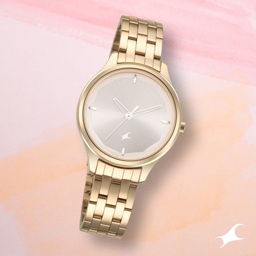 Fastrack Stunners Quartz Analog Rose gold Dial Metal Strap Watch for Girls NT6248WM01