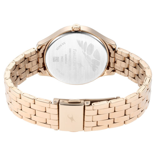 Fastrack Stunners Quartz Analog Rose gold Dial Metal Strap Watch for Girls NT6248WM01