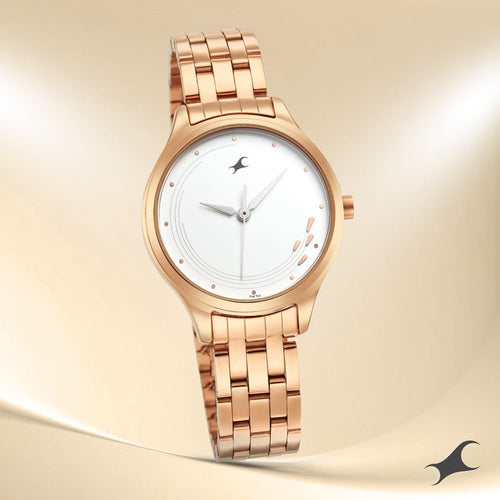 Fastrack Stunners Quartz Analog White Dial Stainless Steel Strap Watch for Girls NT6248WM02