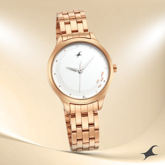 Fastrack Stunners Quartz Analog White Dial Stainless Steel Strap Watch for Girls NU6248WM02