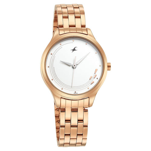 Fastrack Stunners Quartz Analog White Dial Stainless Steel Strap Watch for Girls NT6248WM02