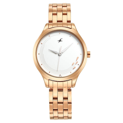 Fastrack Stunners Quartz Analog White Dial Stainless Steel Strap Watch for Girls NT6248WM02