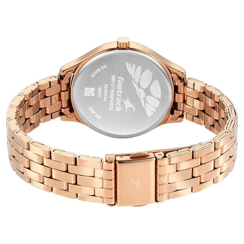 Fastrack Stunners Quartz Analog White Dial Stainless Steel Strap Watch for Girls NT6248WM02