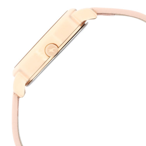 Fastrack Uptown Retreat Quartz Analog Rose Gold Dial Leather Strap Watch for Girls NR6259WL01