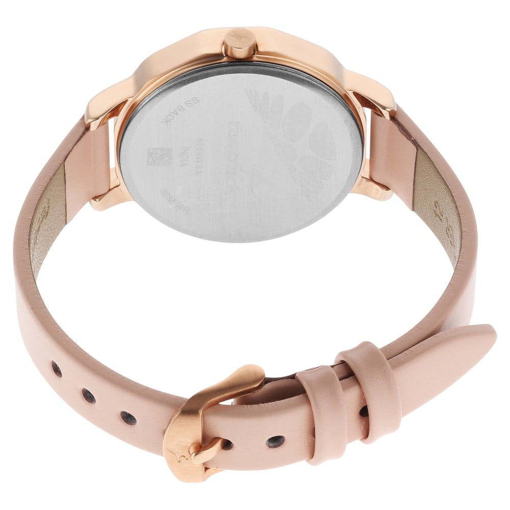 Fastrack Uptown Retreat Quartz Analog Rose Gold Dial Leather Strap Watch for Girls NR6259WL01