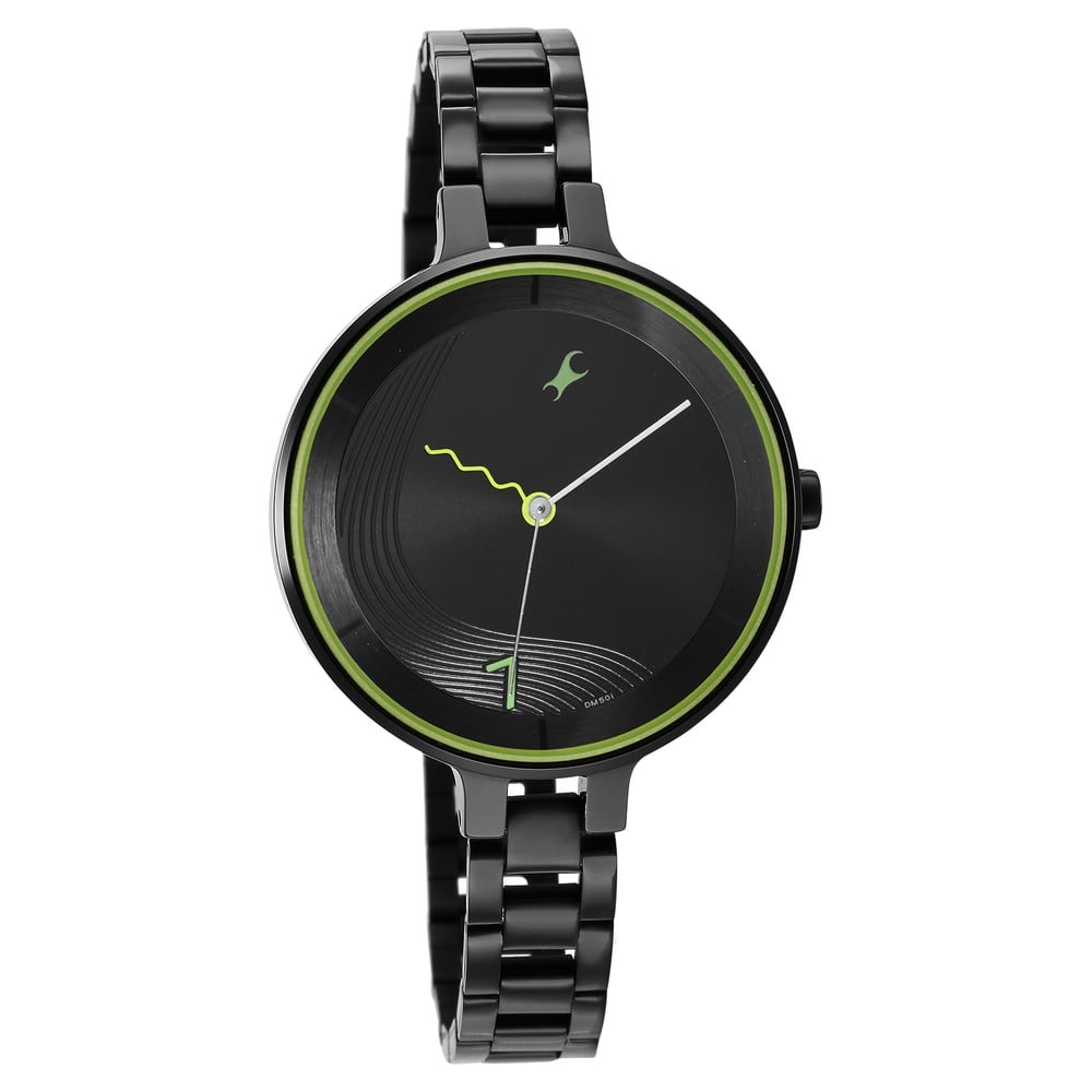 Fastrack Stunners Quartz Analog Black Dial Metal Strap Watch for Girls NS6265NM01
