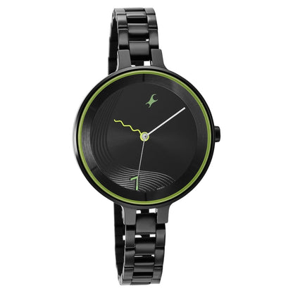 Fastrack Stunners Quartz Analog Black Dial Metal Strap Watch for Girls NS6265NM01