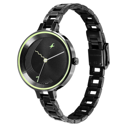 Fastrack Stunners Quartz Analog Black Dial Metal Strap Watch for Girls NS6265NM01