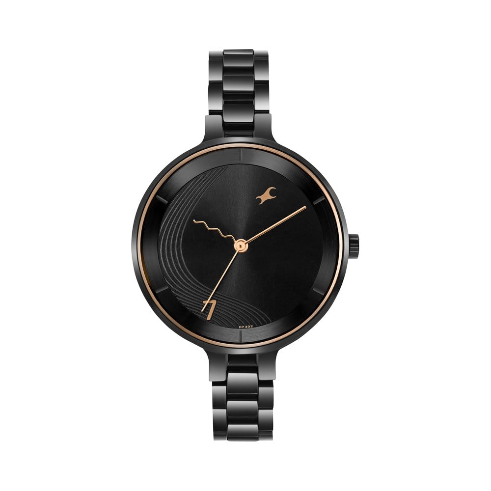 Fastrack Stunners Quartz Analog Black dial Stainless Steel Strap Watch for Girls NU6265NM02