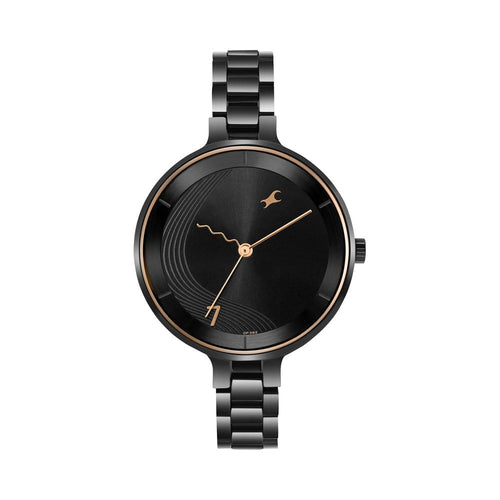 Fastrack Stunners Quartz Analog Black dial Stainless Steel Strap Watch for Girls NU6265NM02
