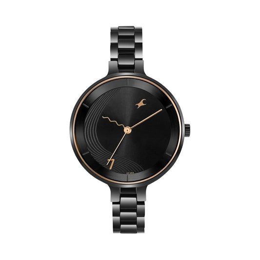 Fastrack Stunners Quartz Analog Black dial Stainless Steel Strap Watch for Girls NU6265NM02