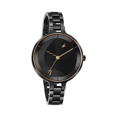 Fastrack Stunners Quartz Analog Black dial Stainless Steel Strap Watch for Girls NU6265NM02
