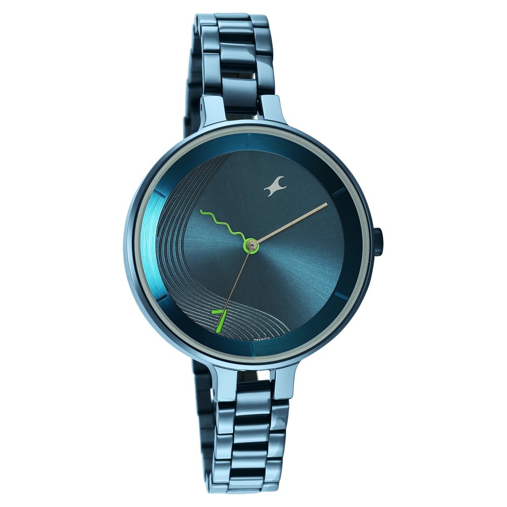 Fastrack Stunners Quartz Analog Blue Dial Metal Strap Watch for Girls NS6265QM01