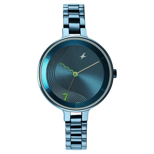 Fastrack Stunners Quartz Analog Blue Dial Metal Strap Watch for Girls NS6265QM01