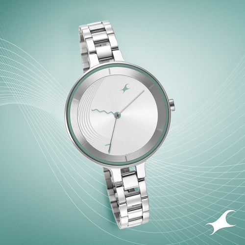Fastrack Stunners Quartz Analog Silver Dial Metal Strap Watch for Girls NU6265SM01