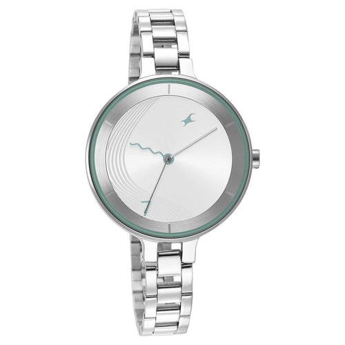 Fastrack Stunners Quartz Analog Silver Dial Metal Strap Watch for Girls NU6265SM01