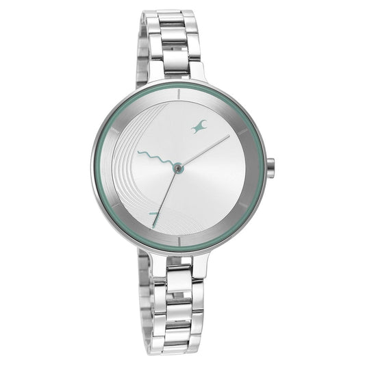 Fastrack Stunners Quartz Analog Silver Dial Metal Strap Watch for Girls NU6265SM01