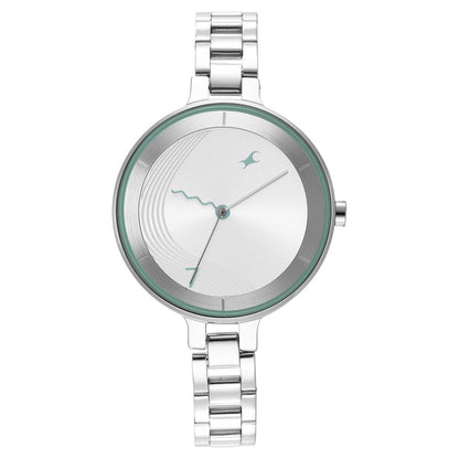 Fastrack Stunners Quartz Analog Silver Dial Metal Strap Watch for Girls NS6265SM01