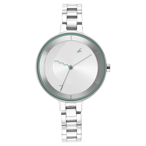 Fastrack Stunners Quartz Analog Silver Dial Metal Strap Watch for Girls NU6265SM01