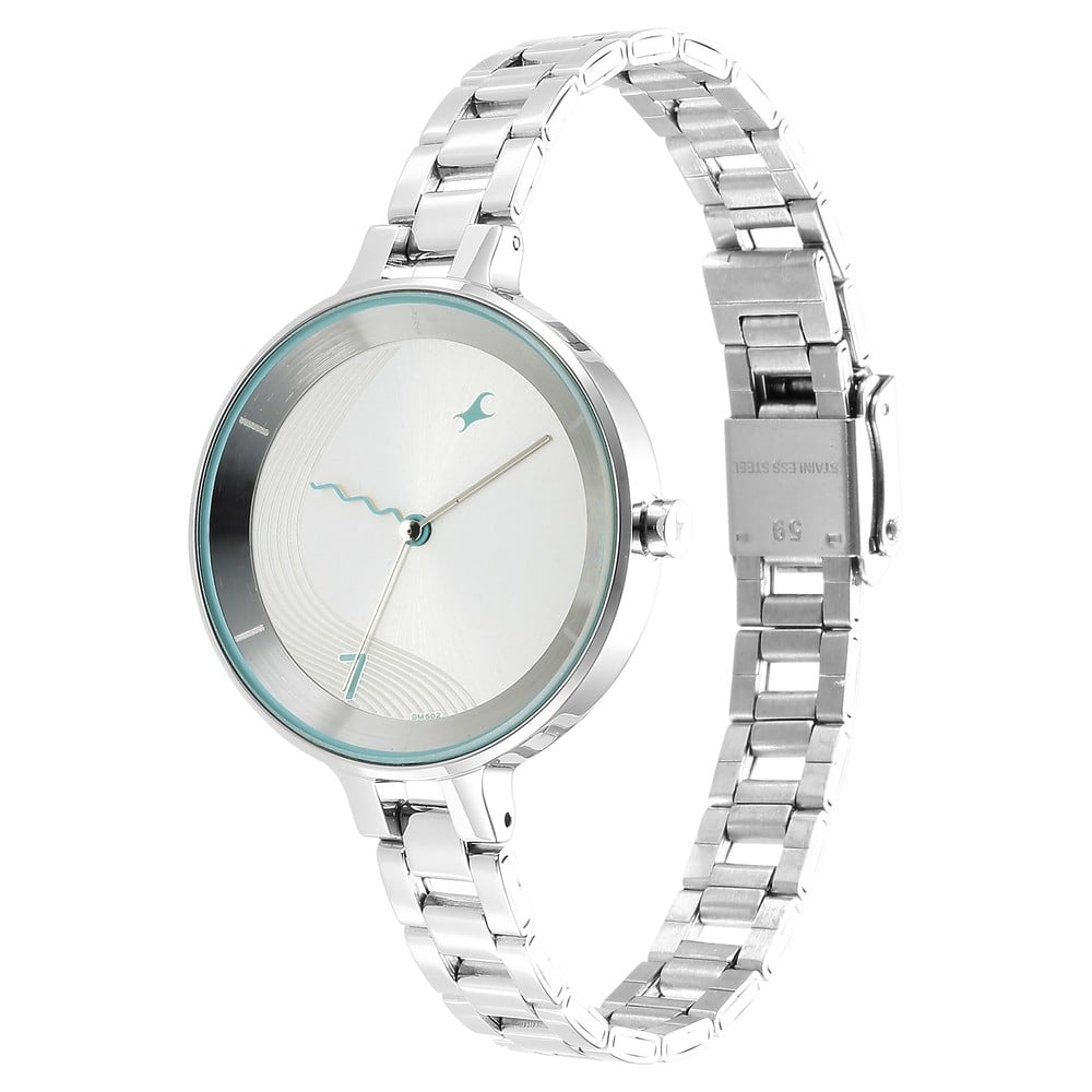 Fastrack Stunners Quartz Analog Silver Dial Metal Strap Watch for Girls NU6265SM01