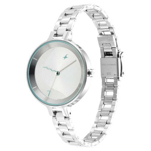 Fastrack Stunners Quartz Analog Silver Dial Metal Strap Watch for Girls NU6265SM01