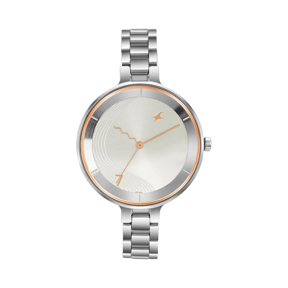 Fastrack Stunners Quartz Analog Silver dial Stainless Steel Strap Watch for Girls 6265SM02
