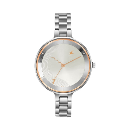 Fastrack Stunners Quartz Analog Silver dial Stainless Steel Strap Watch for Girls 6265SM02