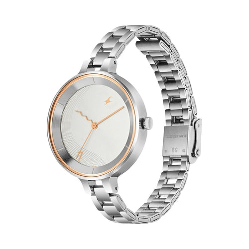 Fastrack Stunners Quartz Analog Silver dial Stainless Steel Strap Watch for Girls NU6265SM02
