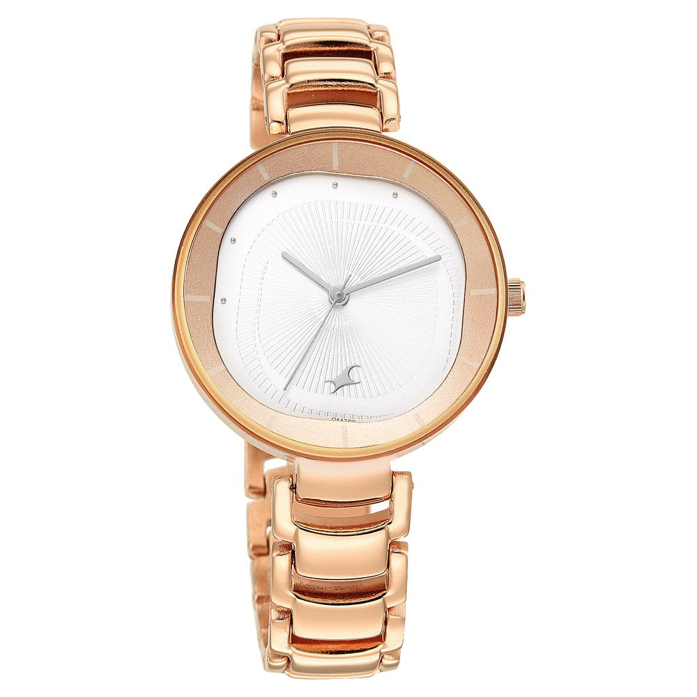 Fastrack Style Up Quartz Analog Silver Dial Metal Strap Watch for Girls NR6270WM01
