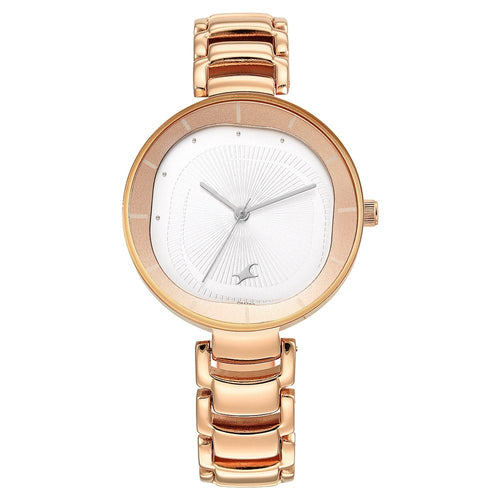 Fastrack Style Up Quartz Analog Silver Dial Metal Strap Watch for Girls NR6270WM01