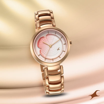 Fastrack Uptown Retreat Quartz Analog Pink Dial Metal Strap Watch for Girls NU6277WM01